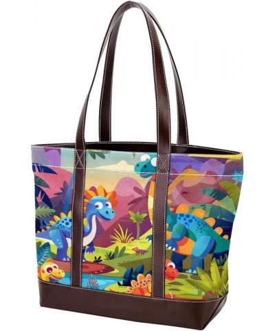 Tote Bag, Large Tote Bags for Women, Women's Tote Handbags, Cartoon Dinosaur Tropical, Womens Tote Bags for Work Design 7599 ...