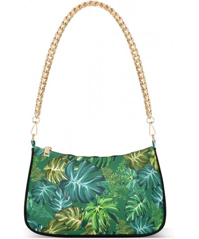 Tropical Green Leaf Women Hand Bag, Party Clutch Purse, Polyester & Aluminum Alloy Tropical Leaf Turtle Leaf $11.95 Handbags