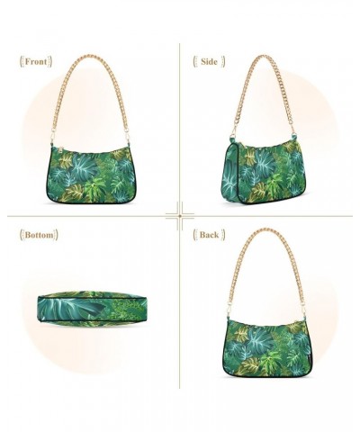 Tropical Green Leaf Women Hand Bag, Party Clutch Purse, Polyester & Aluminum Alloy Tropical Leaf Turtle Leaf $11.95 Handbags