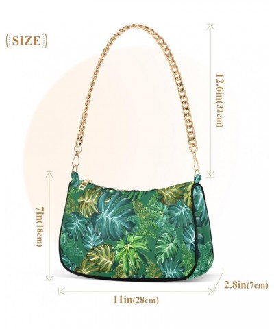 Tropical Green Leaf Women Hand Bag, Party Clutch Purse, Polyester & Aluminum Alloy Tropical Leaf Turtle Leaf $11.95 Handbags