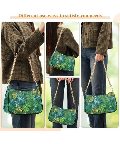 Tropical Green Leaf Women Hand Bag, Party Clutch Purse, Polyester & Aluminum Alloy Tropical Leaf Turtle Leaf $11.95 Handbags