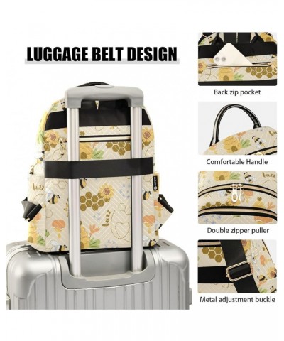 Bees Backpack Purse for Women Fashion Ladies Shoulder Bags Travel Bag Back Pack Weekend Bag,S Medium $15.50 Backpacks