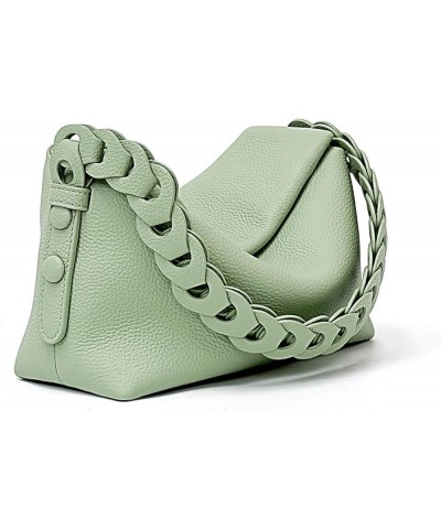 Genuine Leather Women Underarm Bags Female Shoulder Bag Woman Handbags Green $56.48 Shoulder Bags