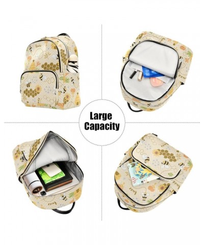 Bees Backpack Purse for Women Fashion Ladies Shoulder Bags Travel Bag Back Pack Weekend Bag,S Medium $15.50 Backpacks