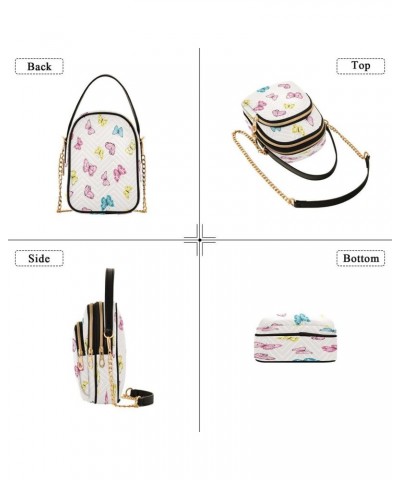 Cute Colorful Butterfly Crossbody Bag Small Shoulder Handbags Leather Purse for Women $11.96 Crossbody Bags