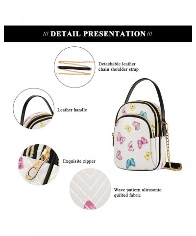 Cute Colorful Butterfly Crossbody Bag Small Shoulder Handbags Leather Purse for Women $11.96 Crossbody Bags