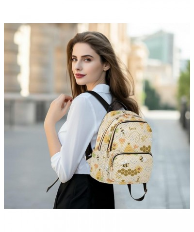 Bees Backpack Purse for Women Fashion Ladies Shoulder Bags Travel Bag Back Pack Weekend Bag,S Medium $15.50 Backpacks