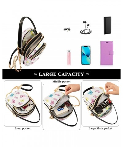 Cute Colorful Butterfly Crossbody Bag Small Shoulder Handbags Leather Purse for Women $11.96 Crossbody Bags