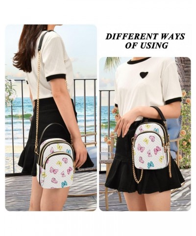 Cute Colorful Butterfly Crossbody Bag Small Shoulder Handbags Leather Purse for Women $11.96 Crossbody Bags