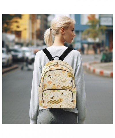 Bees Backpack Purse for Women Fashion Ladies Shoulder Bags Travel Bag Back Pack Weekend Bag,S Medium $15.50 Backpacks