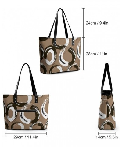 Womens Handbag Circles Pattern Leather Tote Bag Top Handle Satchel Bags For Lady $19.59 Totes