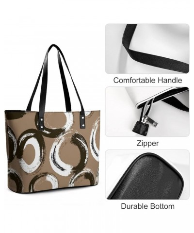 Womens Handbag Circles Pattern Leather Tote Bag Top Handle Satchel Bags For Lady $19.59 Totes