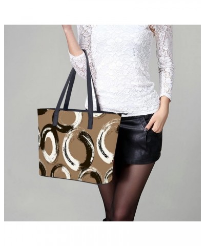 Womens Handbag Circles Pattern Leather Tote Bag Top Handle Satchel Bags For Lady $19.59 Totes