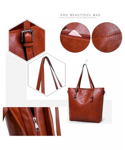 Fashion Tote Handbag Women Shoulder Bag Clutch 4Pcs Set Pu Leather Purse Dark Brown $20.67 Satchels