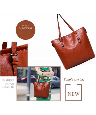 Fashion Tote Handbag Women Shoulder Bag Clutch 4Pcs Set Pu Leather Purse Dark Brown $20.67 Satchels