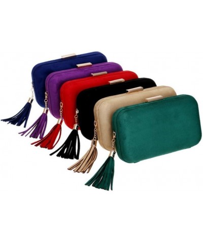 Faux Suede Evening Bags Women Tassel Clutch Bags Red $13.92 Evening Bags