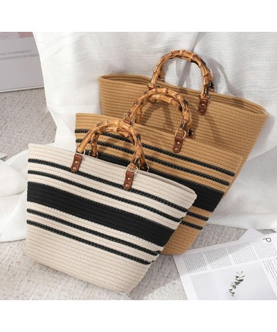 Woven Tote Bag Handbags for Women Large Capacity Straw Hobo Bag Purse Summer Straw Beach Bag Handbag Striped Woven Straw Bag ...