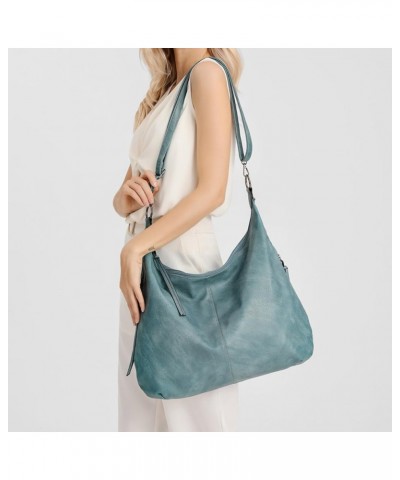 3PCS Women Shoulder Bag PU Leather Soft Tote Bag Large Capacity Travel Handbags Shopping Bag Blue $31.79 Totes