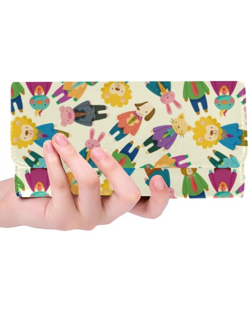 women trifold wallet colorful cute animal Graffiti flower Butterfly print designer wallets Color9 $25.95 Clutches