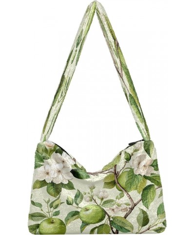 Apples and Blossoms with Leaves Watercolor Ladies Shoulder Bags, Tote Shoulder Bag with Zipper for Women, Womens Outdoor Bag ...