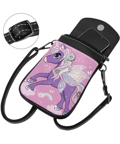 Small Crossbody Bags Cell Phone Purse - Stylish and Compact Purse with Adjustable Shoulder Strap Cartoon rainbow unicorn Mult...