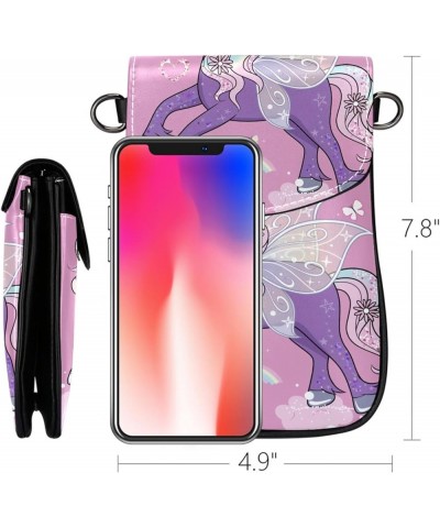 Small Crossbody Bags Cell Phone Purse - Stylish and Compact Purse with Adjustable Shoulder Strap Cartoon rainbow unicorn Mult...