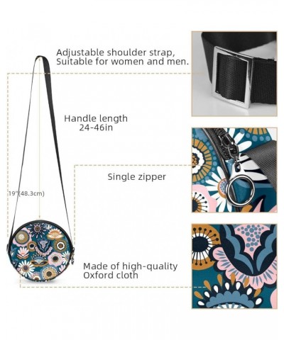 Dinosaur Biker Crossbody Bag for Women Teen Girls Round Canvas Shoulder Bag Purse Tote Handbag Bag Multi10 $10.29 Totes