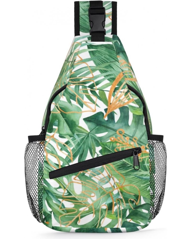 Palm Leaves Sling Bag for Women Crossbody Backpack Purse Shoulder Casual Daypack Cross Body Bags for Travel Cycling Hiking $1...