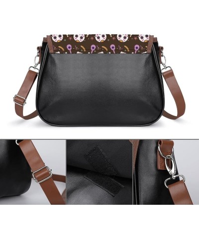 Printed Crossbody Bags Women City Leather Shoulder Bag Satchel Hobo Bags Trendy Wolf Painting Color3 $21.50 Hobo Bags