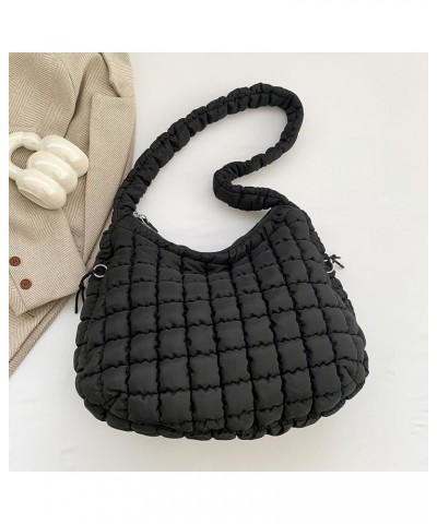 Women Stylish Commuting Bags Large Capacity Quilted Bubbles Crossbody Bag Solid Color Fashion Padded Sling Bag Puf Black $15....