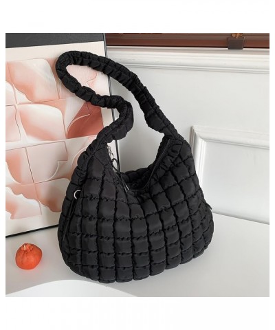 Women Stylish Commuting Bags Large Capacity Quilted Bubbles Crossbody Bag Solid Color Fashion Padded Sling Bag Puf Black $15....