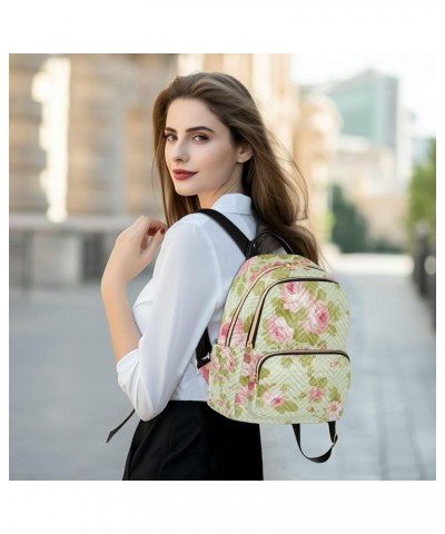 Vintage Floral Rose Ladies Fashion Backpack, Womens Travel Backpack, Utility Backpack for Women, S Vintage Floral Rose-2 Smal...