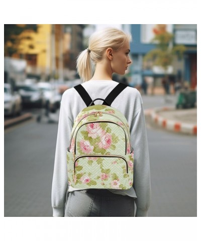 Vintage Floral Rose Ladies Fashion Backpack, Womens Travel Backpack, Utility Backpack for Women, S Vintage Floral Rose-2 Smal...