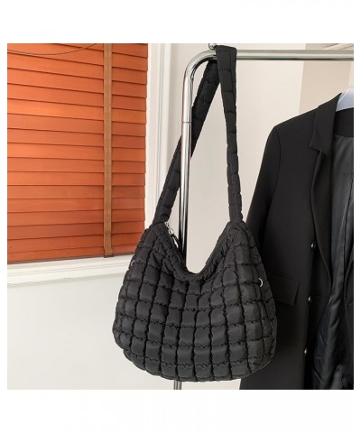 Women Stylish Commuting Bags Large Capacity Quilted Bubbles Crossbody Bag Solid Color Fashion Padded Sling Bag Puf Black $15....