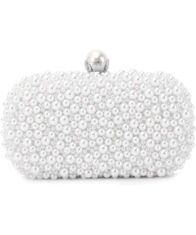 White Pearl Clutch Purses for Women Wedding Bride Pearl Evening Bag Party Clutch Wallet Tote Handbag White B $20.99 Totes