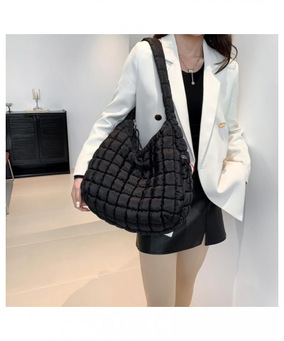 Women Stylish Commuting Bags Large Capacity Quilted Bubbles Crossbody Bag Solid Color Fashion Padded Sling Bag Puf Black $15....