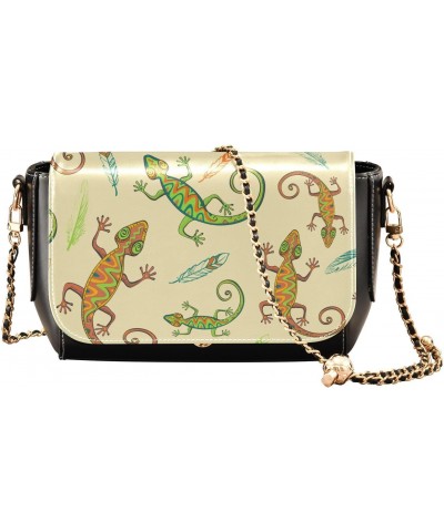 Lizards Feathers Crossbody Bags for Women Shoulder Bag Leather Purse Handbag for Work Daily Gifts $20.39 Shoulder Bags