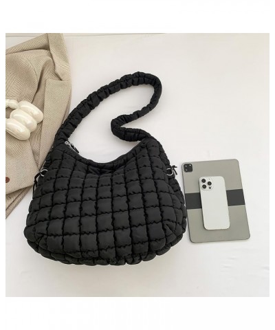 Women Stylish Commuting Bags Large Capacity Quilted Bubbles Crossbody Bag Solid Color Fashion Padded Sling Bag Puf Black $15....