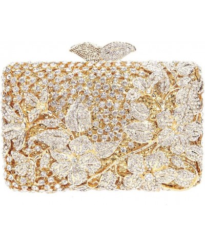 Dazzling Flower Rhinestone Evening Bag Wedding Cocktail Party Clutch Handbags Elegant Women Crystal Purses Champagne Gold Whi...