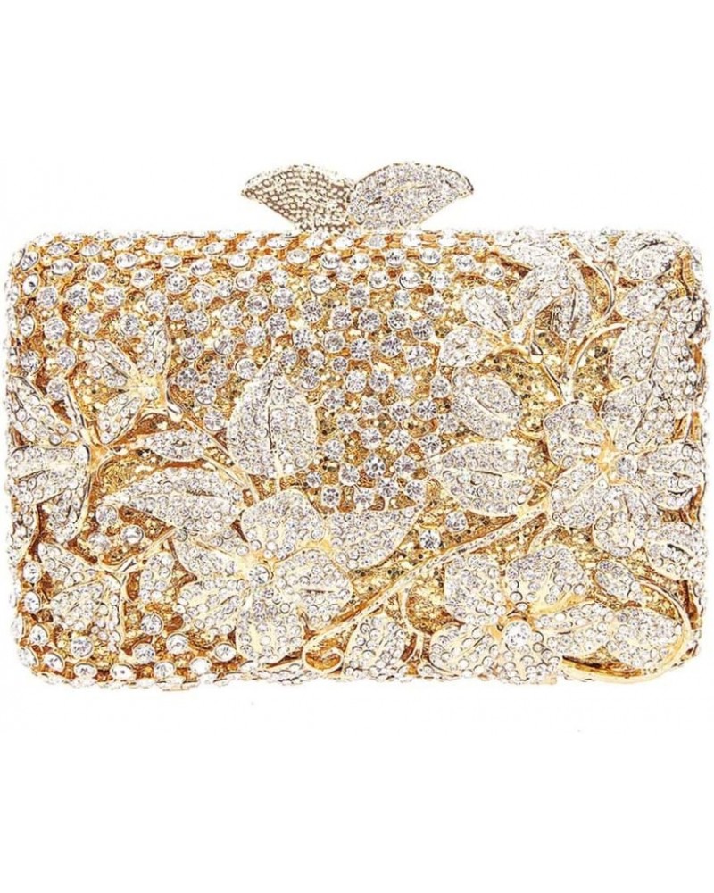 Dazzling Flower Rhinestone Evening Bag Wedding Cocktail Party Clutch Handbags Elegant Women Crystal Purses Champagne Gold Whi...