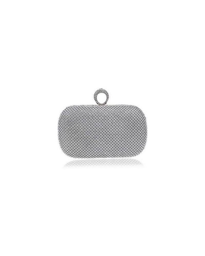 Rhinestone Evening Clutch Silver $18.80 Evening Bags