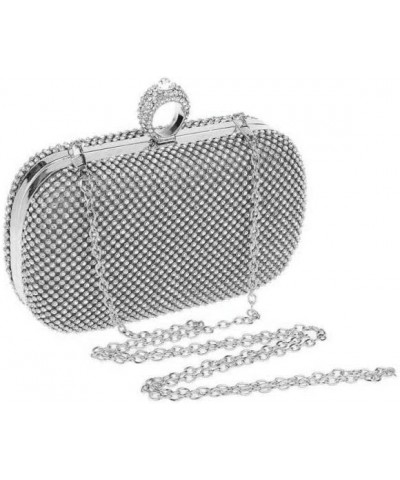 Rhinestone Evening Clutch Silver $18.80 Evening Bags