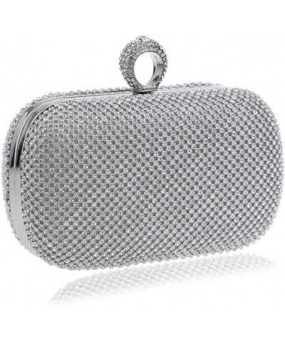 Rhinestone Evening Clutch Silver $18.80 Evening Bags