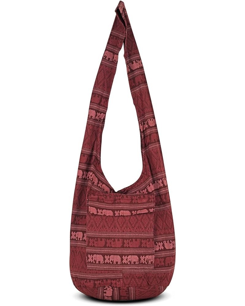 Crossbody Handbag Boho Handmade Cotton Bag For Unisex Scarlet $10.63 Shoulder Bags