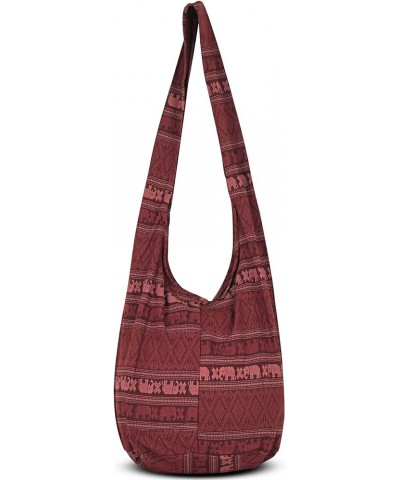 Crossbody Handbag Boho Handmade Cotton Bag For Unisex Scarlet $10.63 Shoulder Bags