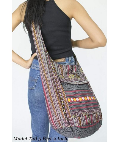 Crossbody Handbag Boho Handmade Cotton Bag For Unisex Scarlet $10.63 Shoulder Bags