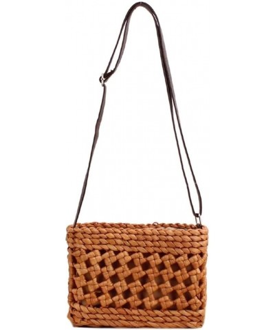 Square Straw Crossbody Bag for Women, Beige Brown $41.57 Totes