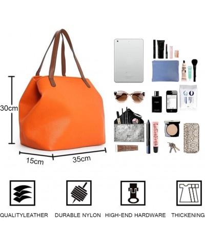 Women Fashion Handbags Tote Bag Shoulder Bag Top Handle Satchel PU Leather Hobo Bag Orange $23.83 Totes