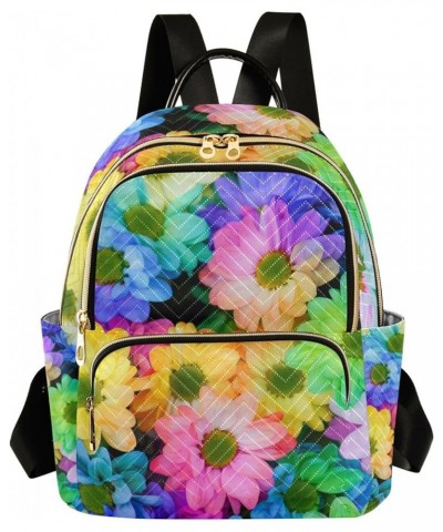 Colorful Flowers Floral Backpack for Women Shoulder Bag Lightweight Mini Backpack Casual Daypack Back Pack for Travel Work Mi...