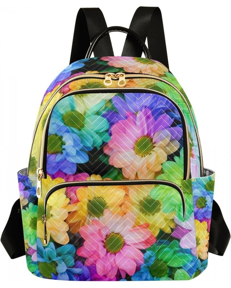 Colorful Flowers Floral Backpack for Women Shoulder Bag Lightweight Mini Backpack Casual Daypack Back Pack for Travel Work Mi...